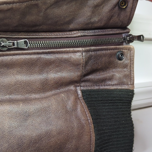 Compagnia Brown Flight pilot Leather Jacket Shearling fighter Bomber Italy 50 L - Picture 10 of 16